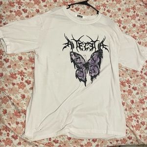 Oversized grunge butterfly white shirt